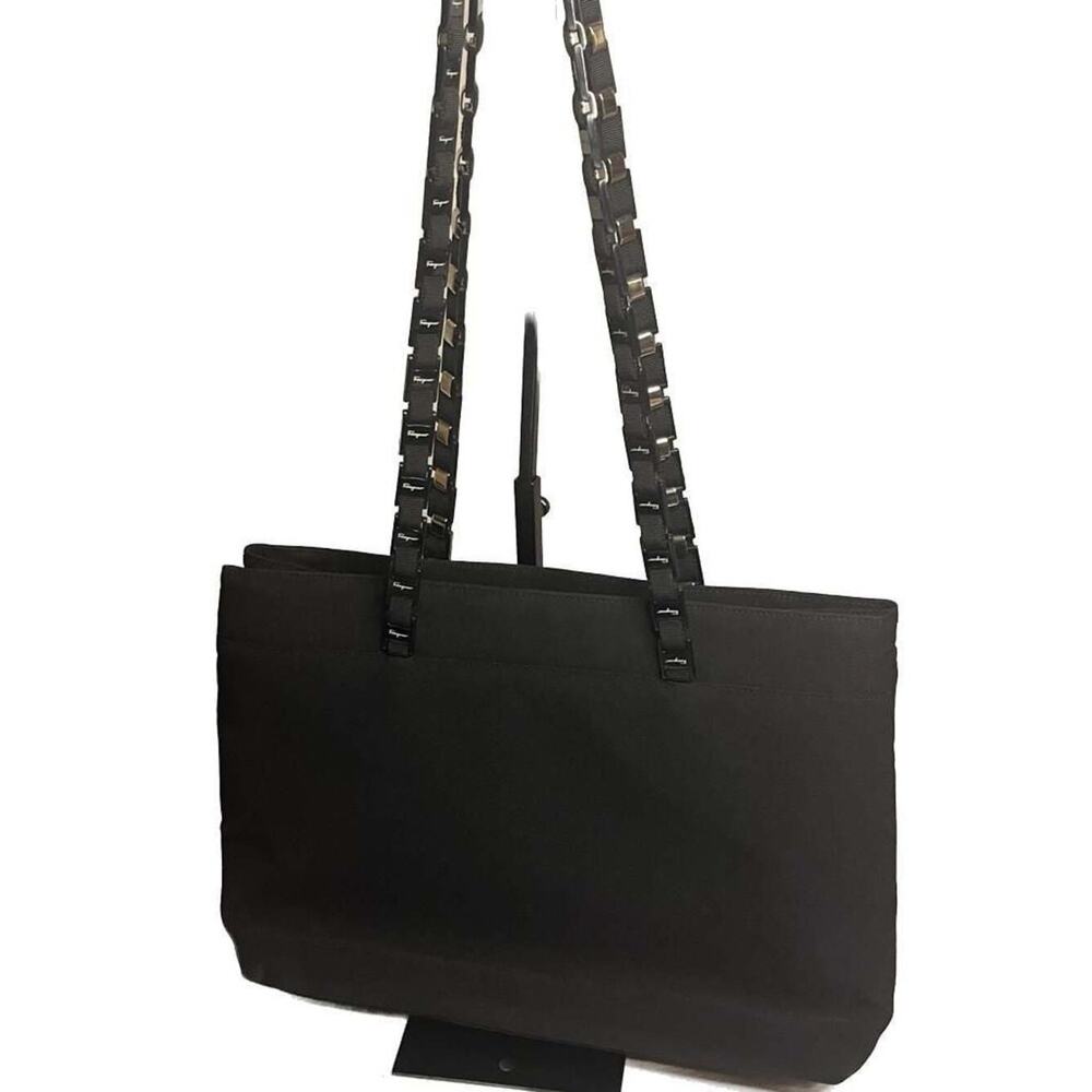 Salvatore Ferragamo Black Canvas Tote (COA Included)